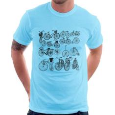 Camiseta Bicicletas antigas - Foca na Moda, Azul bebê, M