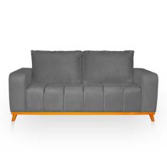 Sofá 3 Lugares Memphis Ultra Conforto em Madeira Maciça e Suede Cinza 