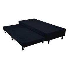 Bicama Box Solteiro Mega Suede Preto com Auxiliar em Espuma - 088x188