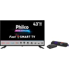 Smart TV LED 43'' Philco PTV43E10N5SF Full HD Processador Quad Core Wi-Fi 2 HDMI 1 USB e Midiacast + Roku Express Dispositivo de Streaming