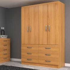 Guarda Roupa Casal 4 Portas 6 Gavetas Treviso Cinnamomo