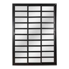 Porta Correr 3 Folhas Móveis Central com Travessa Topsul 210x150cm Esquadrisul Preto