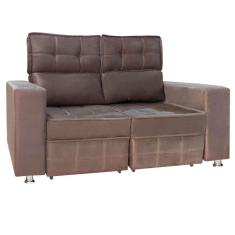Sofá Retrátil E Reclinável 2 Lugares Londres 1.60cm Com Molas Veludo Speciale Home Marrom Chocolate