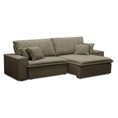 sofá 3 lugares retrátil e reclinável sarov veludo amêndoa