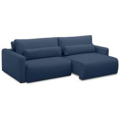 sofá 4 lugares retrátil e reclinável siena veludo azul