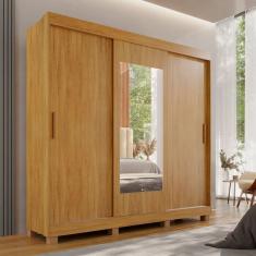 Guarda-roupa 4 Gavetas 3 Portas de Correr com Espelho com Pés Porto Cinamomo