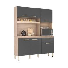 Armário Cozinha Compacta 10 Portas Osaka Avena Grafito - Mais de Casa
