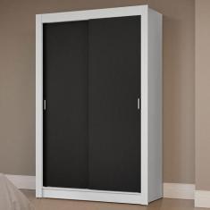 Guarda-Roupa Solteiro 2 Portas de Correr Milano Madesa, Branco/Preto