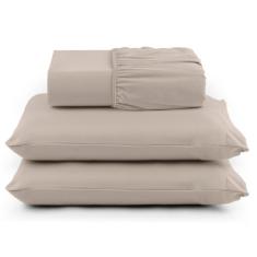 Jogo de cama com barra queen 3pçs  400 fios - Paulo Cesar, beje