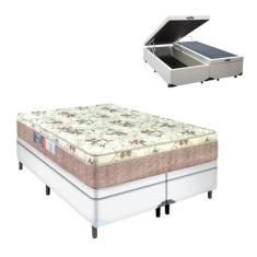 Cama Queen Box Baú Branco Colchão Nápoles Turn Free Espuma D33 - Porto