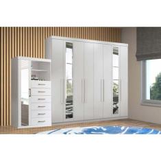 Guarda Roupa 2 Peças (1GuardaRoupa+1Cômoda) QC143 Branco - Santos Andi