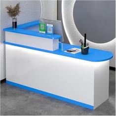 Mesa de recepção de recepção, balcão de recepção com luzes, mesa de balcão frontal com armário, balcão de varejo moderno com gavetas, para escritório de checkout, salão de beleza/saguão/spa