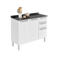 Balcão De Cozinha Luce Com Tampo 3 Portas 2 Gavetas Itatiaia Branco