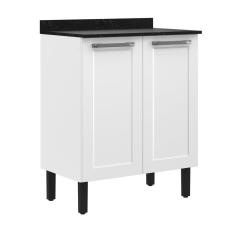 Balcão Para Cozinha 70Cm 2 Portas Com Tampo Florença Itatiaia Branco