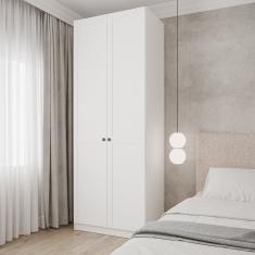 Guarda Roupa Modulado 2 Portas Americanas Com Cabideiro E 2 Gavetas Hera Cabecasa Branco Geada