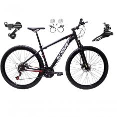 Bicicleta Aro 29 Ksw Xlt 24v K7 Câmbios Shimano Freio Hidráulico Garfo Trava - Preto/vermelho/branco Tam.21
