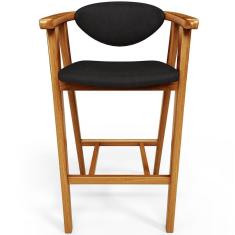 Banqueta Alta Cecília L02 Assento em Courino Base Fixa com Encosto Altura 70 cm Preto para Cozinha