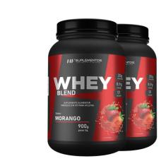 2x WHEY PROTEIN DE MORANGO 900G HF SUPLEMENTS, PREMIUM