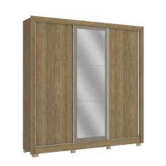 Guarda Roupa Roupeiro Casal com 3 Portas de Correr e Espelho CB04M570 