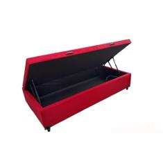 Cama Box Baú Solteiro Suede Vermelho Com Pistão A Gás - Estrutura Reforçada - Imperium do Sono