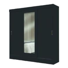 Guarda Roupas Casal Com Espelho 3 Portas de Correr 2 Gavetas Mônaco Pr