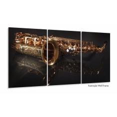 Quadro Decorativo Reflexo Saxofone 120x60 Sala Quarto