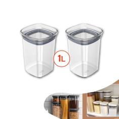Kit 2 Pote Tampa Hermético 1l Organizador Alimento Armário Cozinha Block - Ou