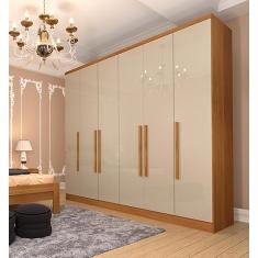 Guarda Roupa Casal 6 Portas 4 Gavetas Veneza Tcil Móveis Cinamomo/off White