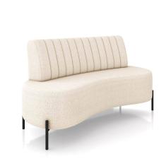 Sofá 2 Lugares Living 160cm Pé Ferro Pto Maraú Bouclê Bege K01 - D`Rossi