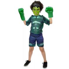 Hulk Com Luvas E Mascara Infantil Super Herois Meninos Inf - Fantasia 