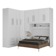 Guarda-Roupa de Canto com Espaço para Cama Box Queen Size 1218E Branco