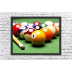 Quadro Decorativo Sinuca Jogos Bilhar Salas Decorações Com Moldura - V