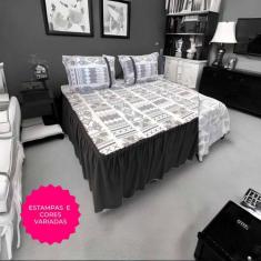 Lençol Colcha Casal Malha Com Babado 3 Pçs Estampas Sortidas - Tudodic