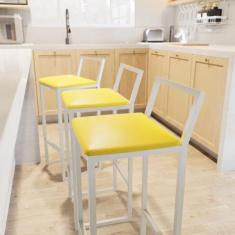 Jogo 2 Banqueta Alta Balcão Bistrô Branca Confort Industrial Assento E