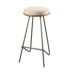 Banqueta Canastra Base Preta Tampo Cinamomo Estofado - Larflex, Linho 