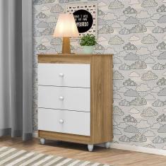 Cômoda Ternura 3 Gavetas Nature Branco Peternella Móveis