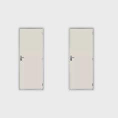 2 Kits Porta de Madeira Lisa 215x85cm com Batente de Aço 06cm Açomad Branco