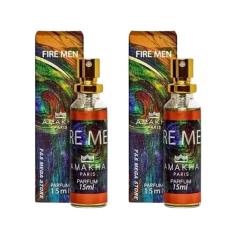 Kit 02 Perfume Masculino Fire Men Amakha Paris 15Ml Bolso
