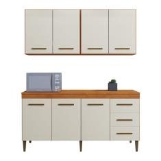 Cozinha Completa 7 Portas 3 Gavetas Atenas Kaiki Moveis Nature/Off White