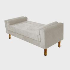 Recamier Félix Queen Size 160cm Suede Bege - Renascer Decor