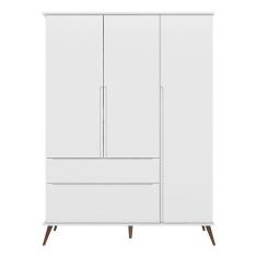 Guarda Roupa Infantil Retrô Melinda 3 Portas E 2 Gavetas Branco - Phoenix Baby Branco