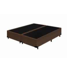 Base Box Blindado Casal Bipartido Homequeen Suede Marrom 40x138x188