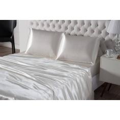 Jogo De Cama Lençol Cetim Pérola Casal King 4 Peças