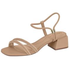 Sandália Feminina Salto Bloco Tira Strass Elegante Beira Rio