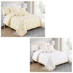 Jogo de Cama King Size Crystal Bordada - Colcha 200 Fios