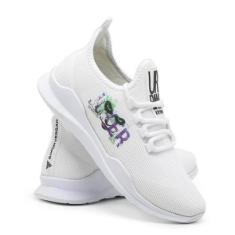 Tênis Casual Urbano Leve Com Palmilha Anatômica Confortável Branco Estampado-Masculino