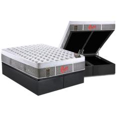 Cama Box Baú Queen: Colchão Molas Pocket Ensacadas Castor Light Stress