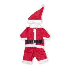 Fantasia Natal Roupa Papai Noel Bebê Menino Infantil Completa em Cetim