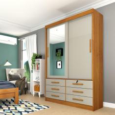 Guarda Roupa 2 Portas 6 Gavetas Chicago Tcil Móveis Cinamomo/Off White