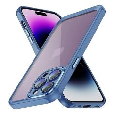 Capa para iPhone 14 13 Pro Max 12 11 à prova de choque transparente matel híbrido tpu capa de telefone acrílico para iphone 13 14 12 pro bumper shell, azul, para iphone 12 pro